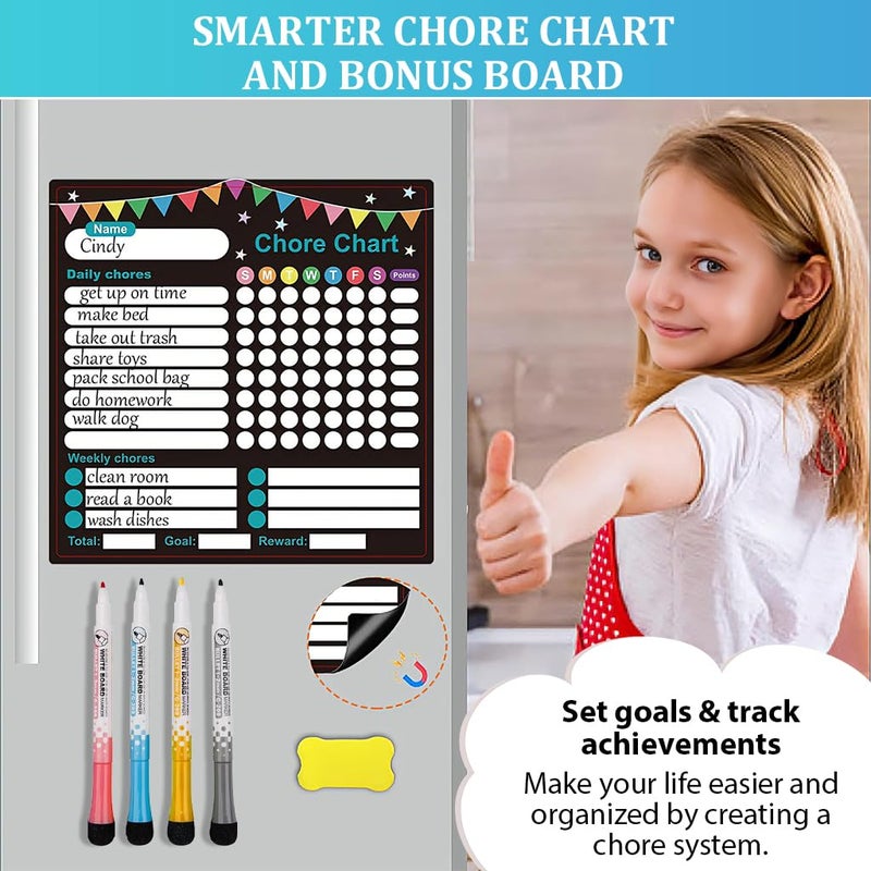 OFIFO 3Pcs Child Chore Chart Trackable Behavior Reward Chard for Kids, Dry Erase Magnetic Chore Chart with Pre-Designed Weekly & Daily Sheet, Ideal for Responsibility and Good Habits Cultivation - Image 3