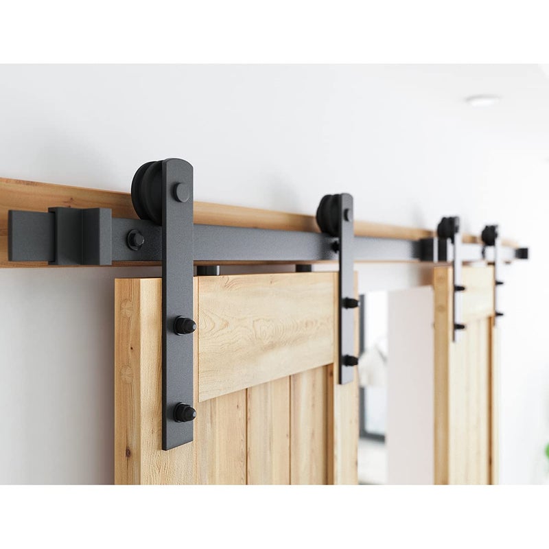 SMARTSTANDARD 10FT Double Barn Door Hardware Kit, Sliding Barn Door Track, Heavy Duty, Smoothly and Quietly-Easy to Install-Includes Step-by-Step Installation Instruction Fit 30" Wide Door Panel - Image 5
