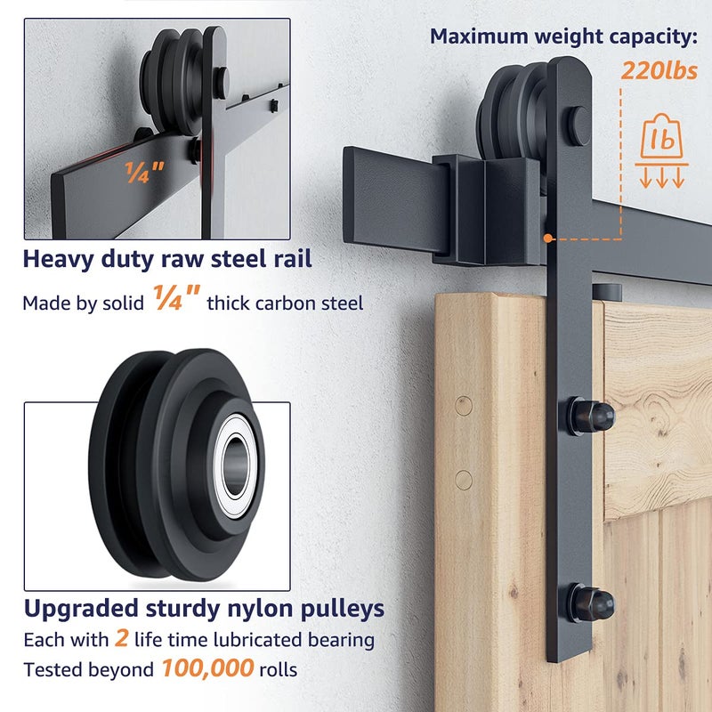 SMARTSTANDARD 10FT Double Barn Door Hardware Kit, Sliding Barn Door Track, Heavy Duty, Smoothly and Quietly-Easy to Install-Includes Step-by-Step Installation Instruction Fit 30" Wide Door Panel - Image 3