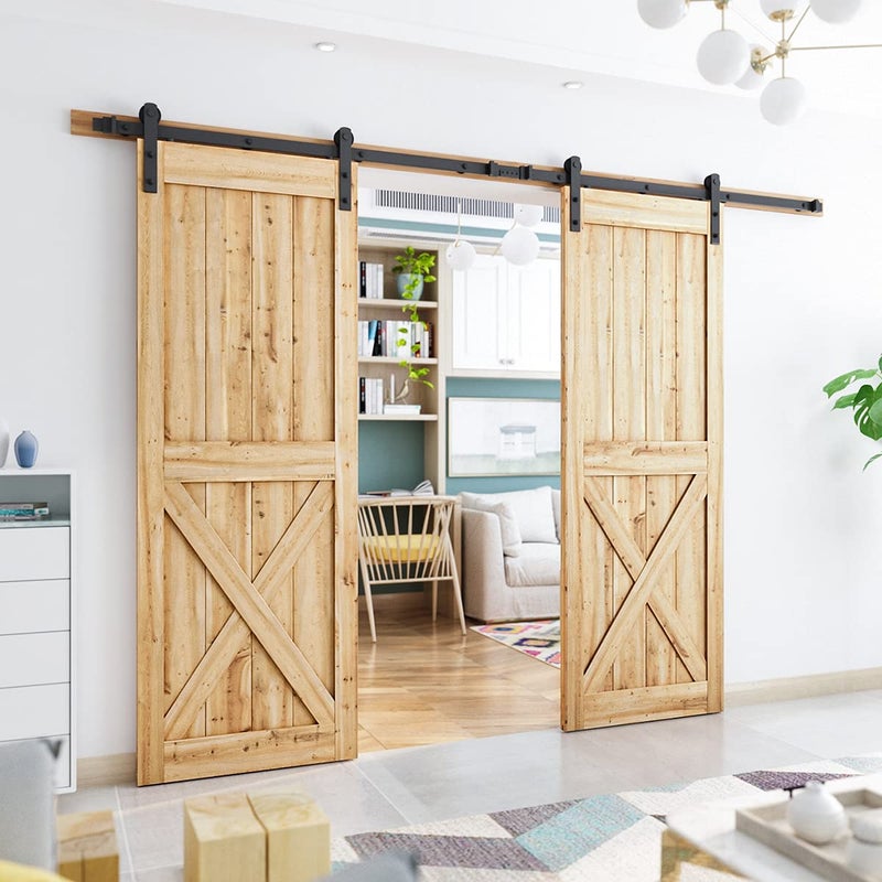 SMARTSTANDARD 10FT Double Barn Door Hardware Kit, Sliding Barn Door Track, Heavy Duty, Smoothly and Quietly-Easy to Install-Includes Step-by-Step Installation Instruction Fit 30" Wide Door Panel - Image 2