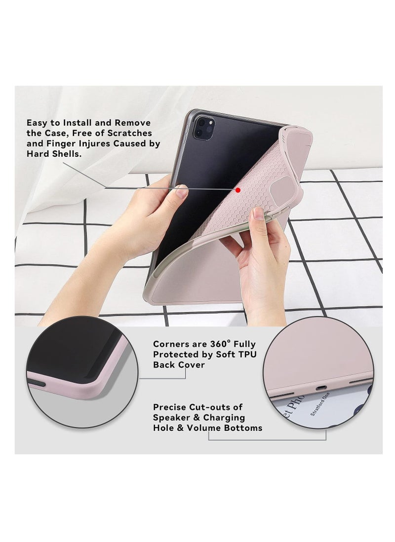 Generic Ecosystem Case for iPad Pro 12.9 Inch 2021/2020/2018 with Pen Holder, 5-in-1 Multiple Viewing Angles, Smooth Silicone Case & Soft TPU Back, Auto Sleep/Wake, Pencil 2 Charging Folio (Pink)  - Image 3