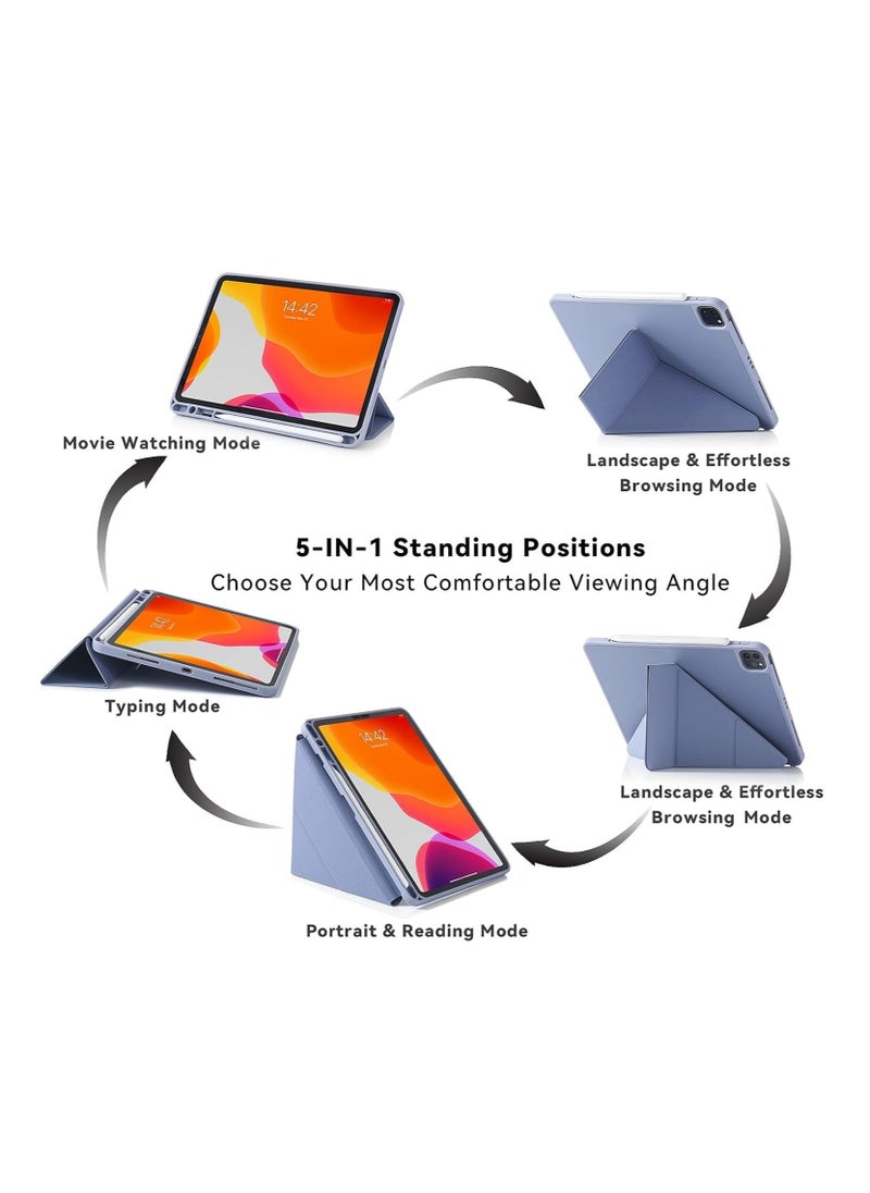 Generic Ecosystem Case for iPad Pro 12.9 Inch 2021/2020/2018 with Pen Holder, 5-in-1 Multiple Viewing Angles, Smooth Silicone Case & Soft TPU Back, Auto Sleep/Wake, Pencil 2 Charging Folio (Pink)  - Image 5