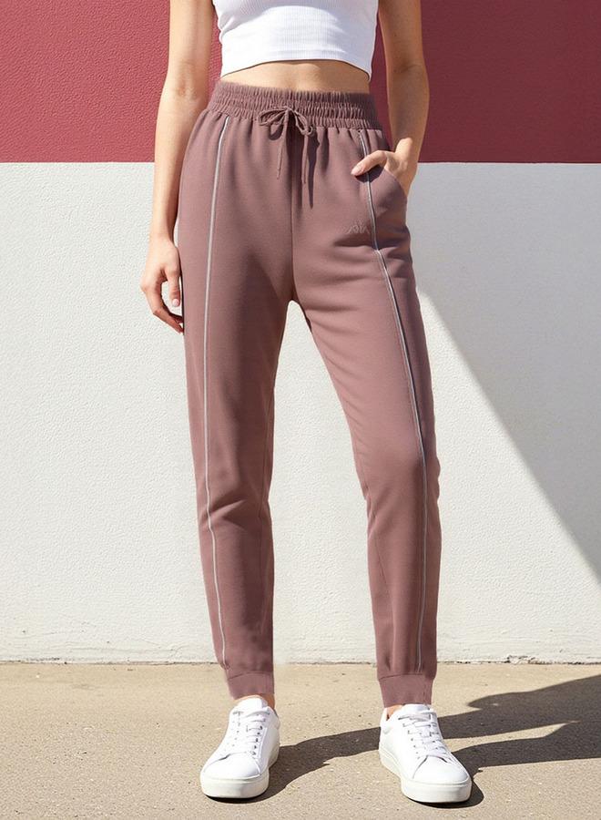 كابا بنطال رياضي بتفاصيل خطوط متباينة وحزام شد - Image 1