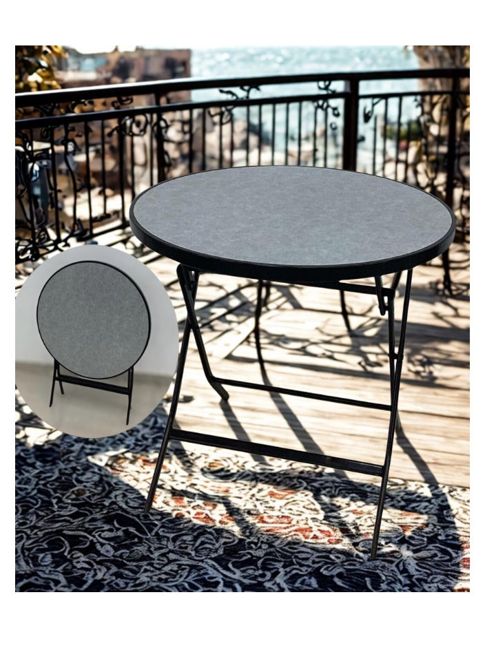 SMART HOME Round Folding Dining Table - Foldable Café Table with Fiber Top - 80 x 80 cm - Elegant and Sturdy Design - Side Table for Home, Kitchen, Cafés, or Outdoor Seating  - Image 3
