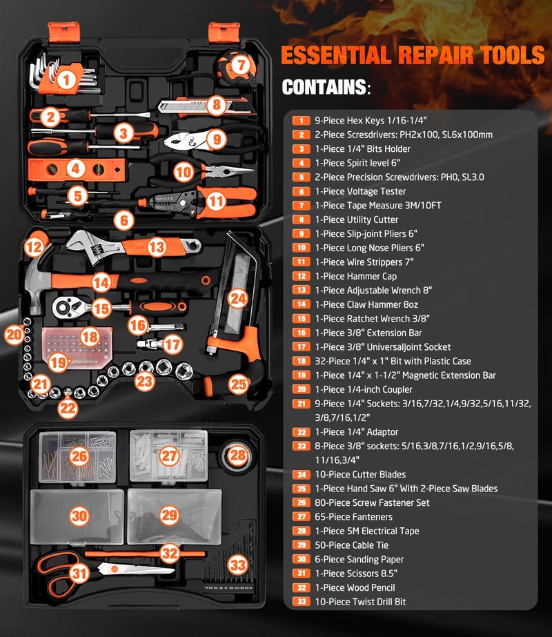 Thatool 328-Piece Tool Set - Tool Kit Toolbox Storage Case with Drawer, General Household Hand Tool Kit Perfect for Home & DIY Repairs - Image 2