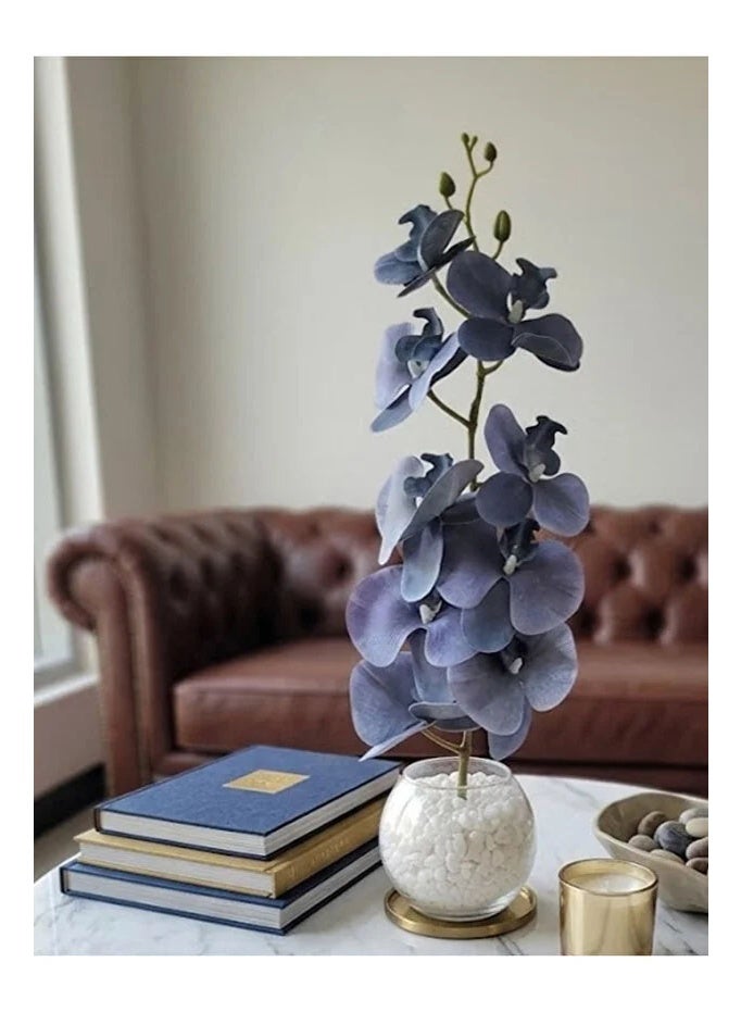 co arma Artificial orchid flower in a glass vase with pebbles, 50 cm tall - Image 2