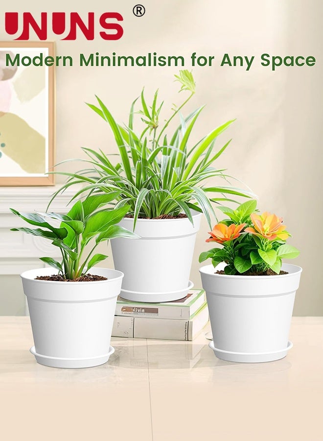 UNUNS أصص نباتات، عبوة 10 أصص نباتات، أصص شتلات بلاستيكية ناعمة سميكة مع ثقوب، مزهرية، أصص زهور، حاوية نباتات لقصاصات العصارة وزرعها في حديقة المنزل (القطر: 14.5 سم أبيض) - Image 5