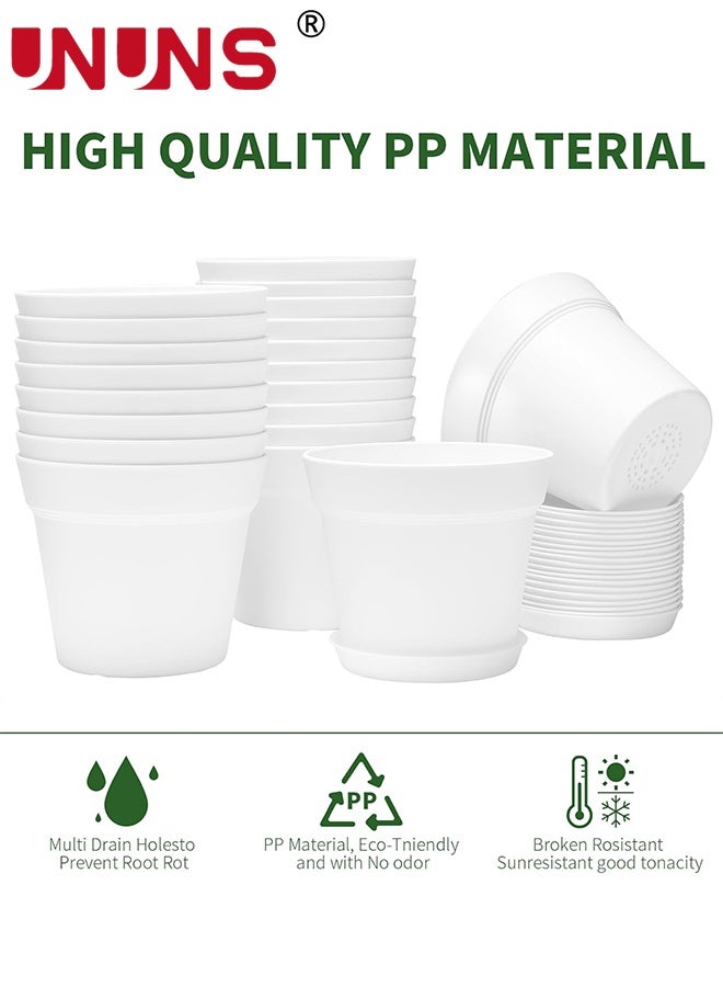 UNUNS أصص نباتات، عبوة 10 أصص نباتات، أصص شتلات بلاستيكية ناعمة سميكة مع ثقوب، مزهرية، أصص زهور، حاوية نباتات لقصاصات العصارة وزرعها في حديقة المنزل (القطر: 14.5 سم أبيض) - Image 3
