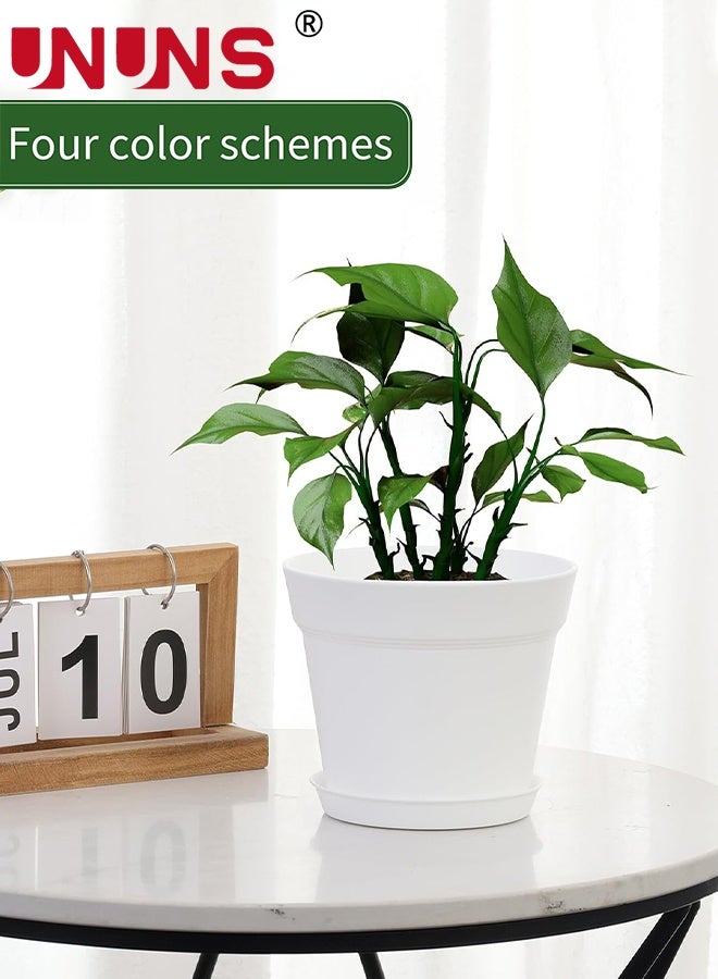 UNUNS أصص نباتات، عبوة 10 أصص نباتات، أصص شتلات بلاستيكية ناعمة سميكة مع ثقوب، مزهرية، أصص زهور، حاوية نباتات لقصاصات العصارة وزرعها في حديقة المنزل (القطر: 14.5 سم أبيض) - Image 4