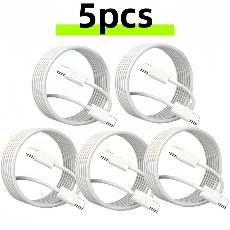 USB C to USB C Charging Cable 5 Pack Type C Fast Charging Data Cord Compatible with Phone Tablet Laptop - Image 1
