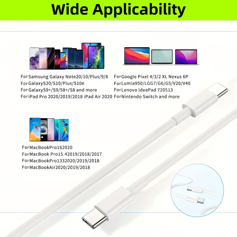 USB C to USB C Charging Cable 5 Pack Type C Fast Charging Data Cord Compatible with Phone Tablet Laptop - Image 3