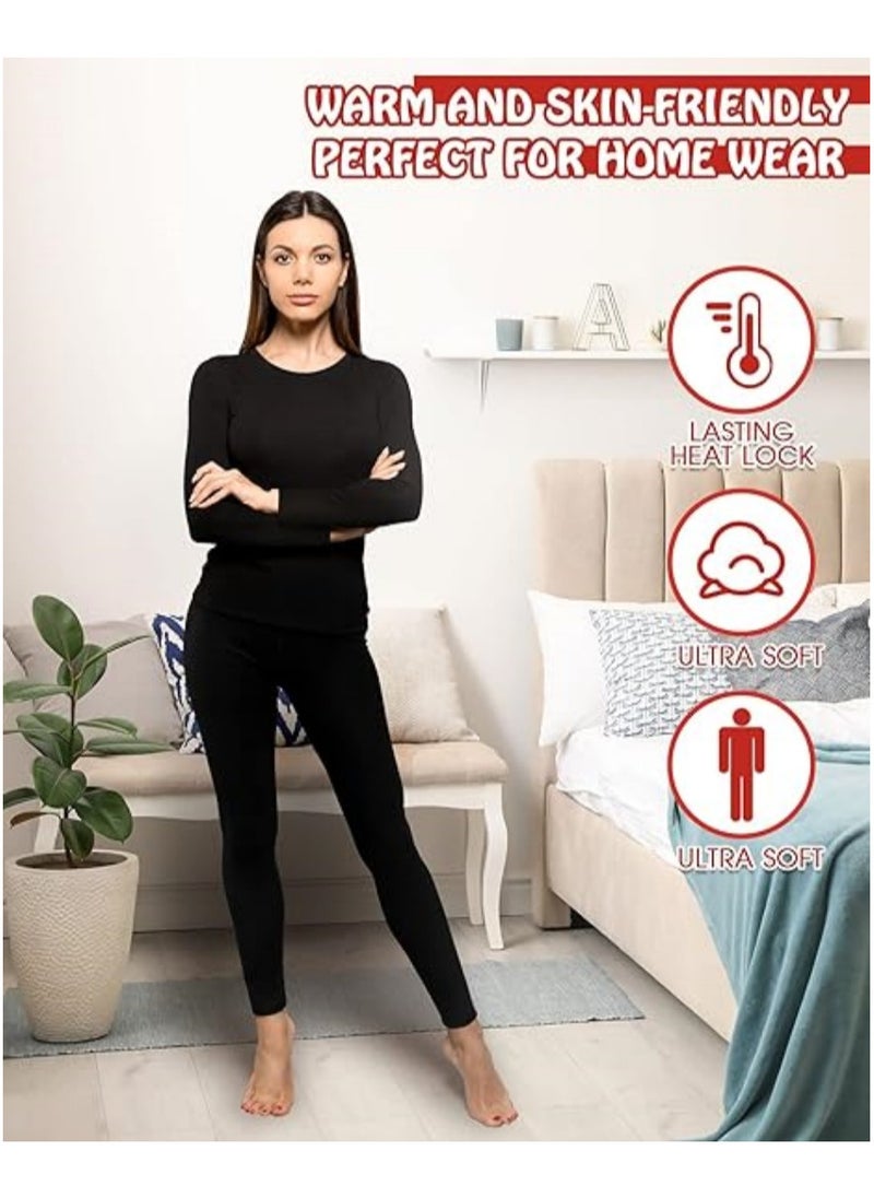 AUTOYSUR Women Thick Thermal Underwear Set, Ladies Self-heating Long Johns Thermal Set, Premium Soft Hyaluronic Acid Water-locking Base Layer Tops & Bottoms for Hiking, Black  - Image 5