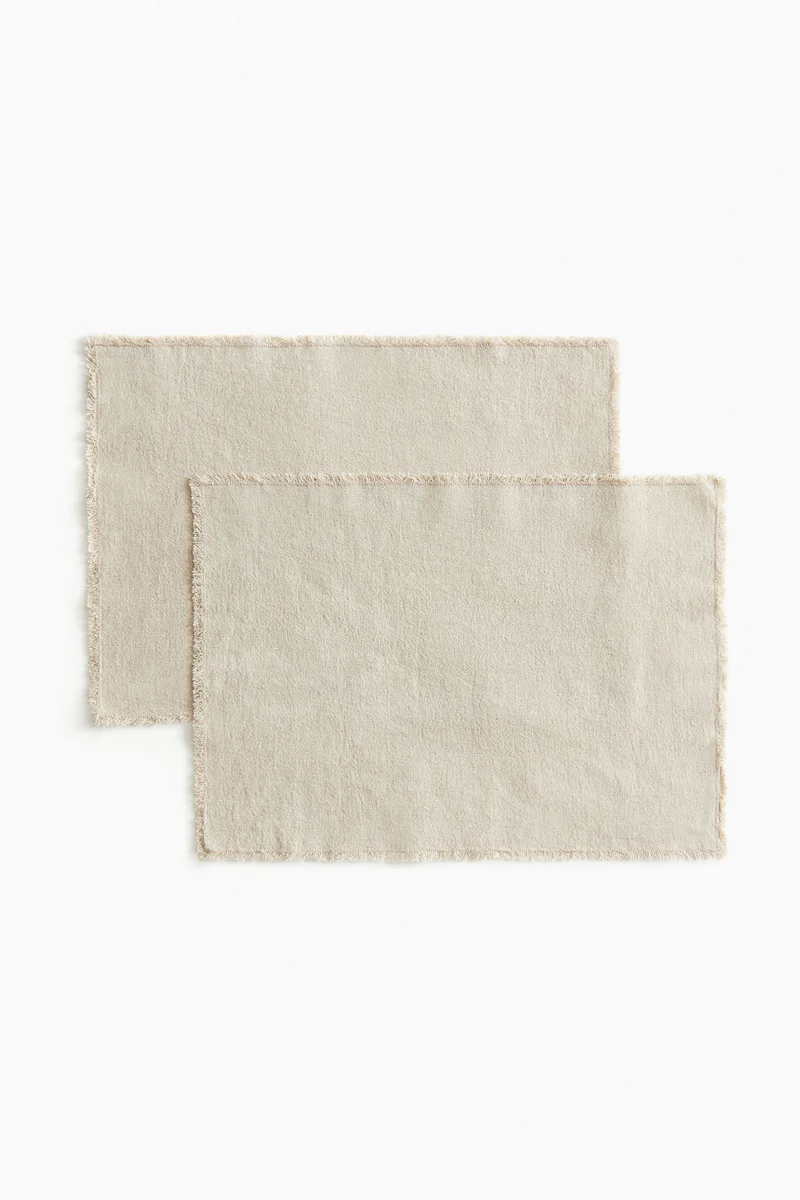 اتش اند ام قواعد صحون من مزيج الكتان - عبوة من قطعتين