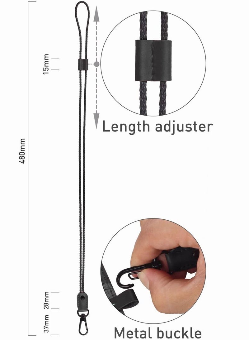 SYOSI Lanyard for Key, SYOSI 2 Pack of Leather Lanyard Neck Strap with Strong Metal Clip for ID Card Badge Holder, Keys, Cell Phone, Mini Notebook Unisex (Black 2 Lanyards) - Image 5