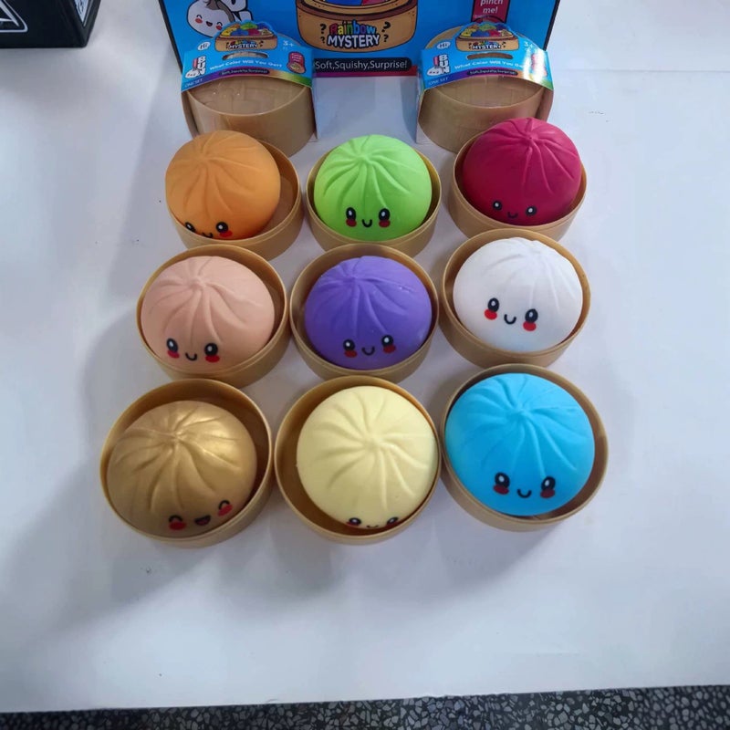 Rainbow Smiley Face Bun Squishy Stress Relief Blind Box Toy - Image 4