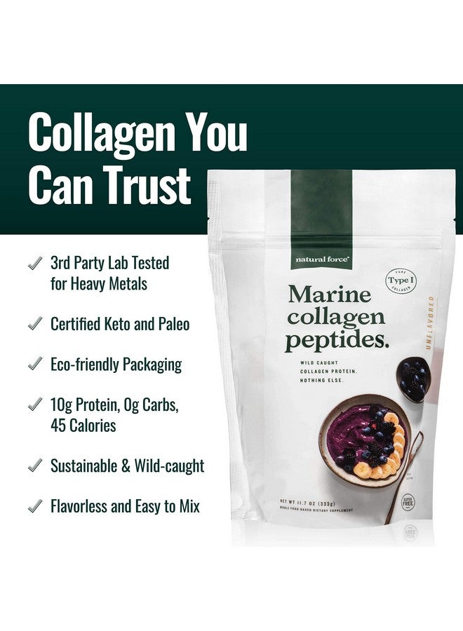 Natural Force Clean Marine Collagen Powder Tested For Toxins Certified Keto & Paleo Hydrolyzed Pure Type I Protein For Anti Aging Skin Hair And Nails Wild Caught + Nongmo 11.7 Ounce - Image 4