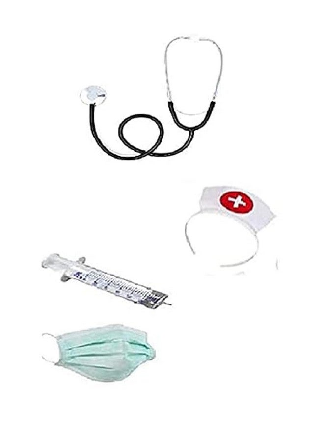 Fancy Dress World Nurse's Coat For Kids | Costumes Boys & Girls With Stethoscope, Mask Injection Headgear Community Helpers Doctor's-Multicolor, Synthetic  - Image 5