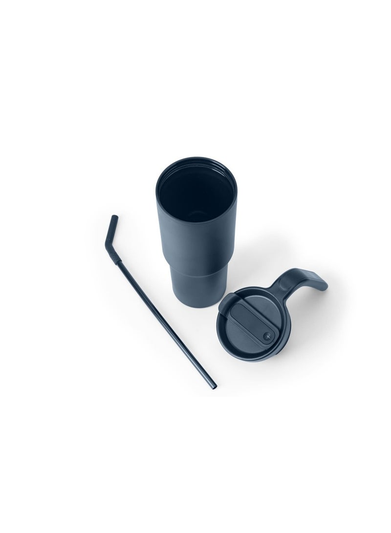 Hans Larsen Forza 360 Recycled Stainless Steel Tumbler Eco-Friendly Spill-Proof Tumbler with 360° Branding Best for Men Women & Kids - 900 ml Navy Blue - Image 2