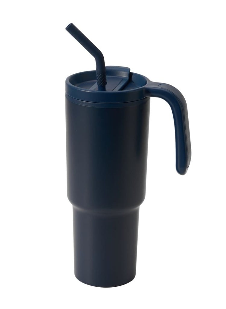Hans Larsen Forza 360 Recycled Stainless Steel Tumbler Eco-Friendly Spill-Proof Tumbler with 360° Branding Best for Men Women & Kids - 900 ml Navy Blue - Image 1
