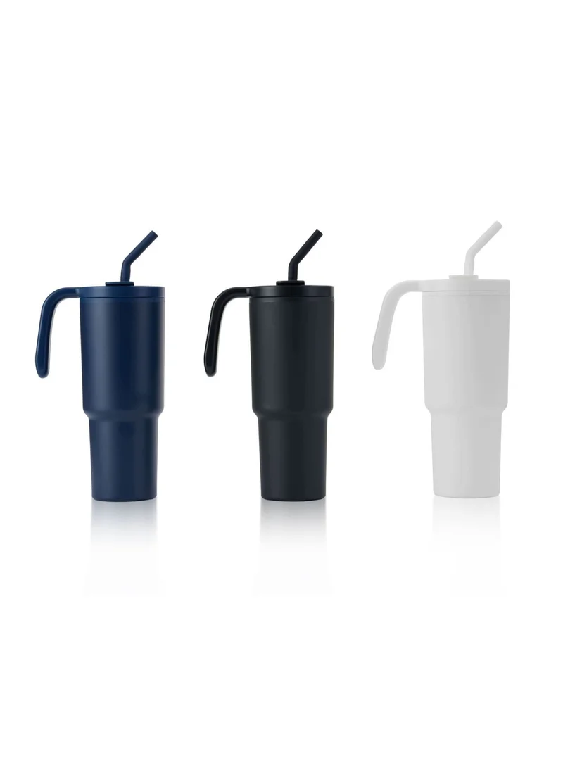 Hans Larsen Hans Larsen Forza 360 Recycled Stainless Steel Tumbler Eco-Friendly Spill-Proof Tumbler with 360° Branding Best for Men Women &amp; Kids - 900 ml Navy Blue