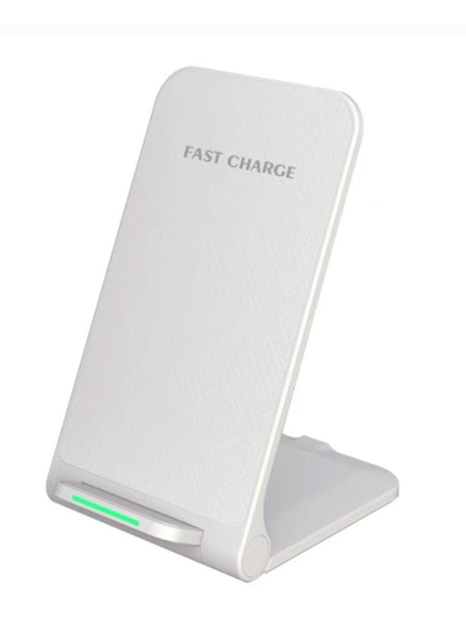 New 15W Wireless Charger with Dual Coils for Vertical and Horizontal Charging, Portable and Foldable, for Android and Apple Wireless Charging Devices (White) - Image 1