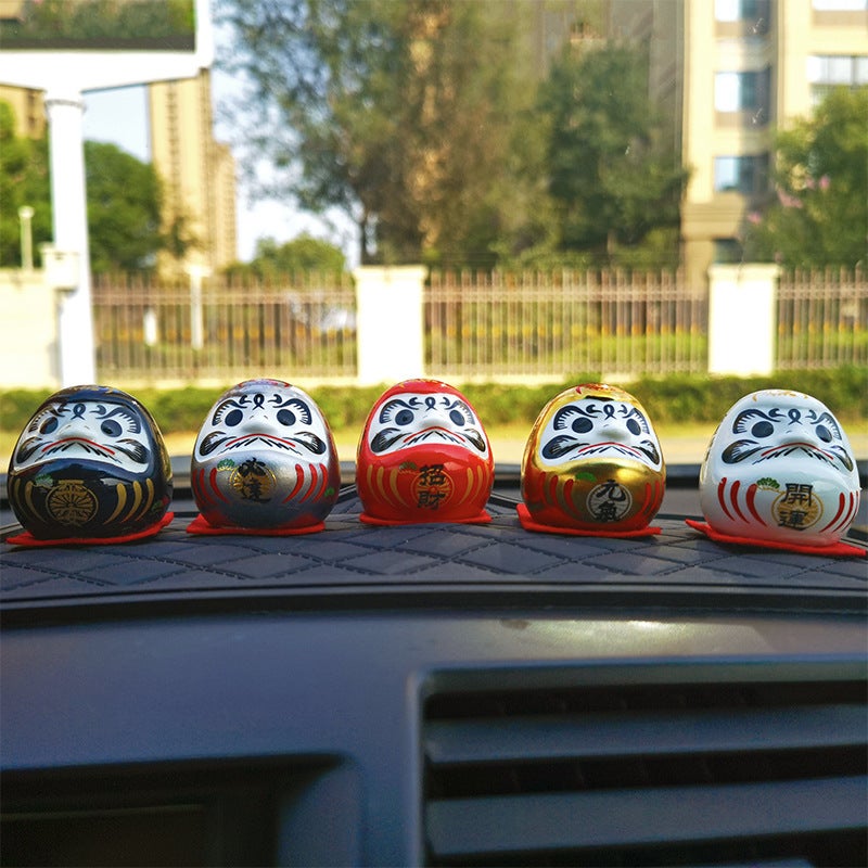 Japanese-Style Dharma Ornaments Japanese Ceramic Dharma Eggs Kaiyun Dharma Trumpet Mini Lucky Cat Car Decorations - Image 2