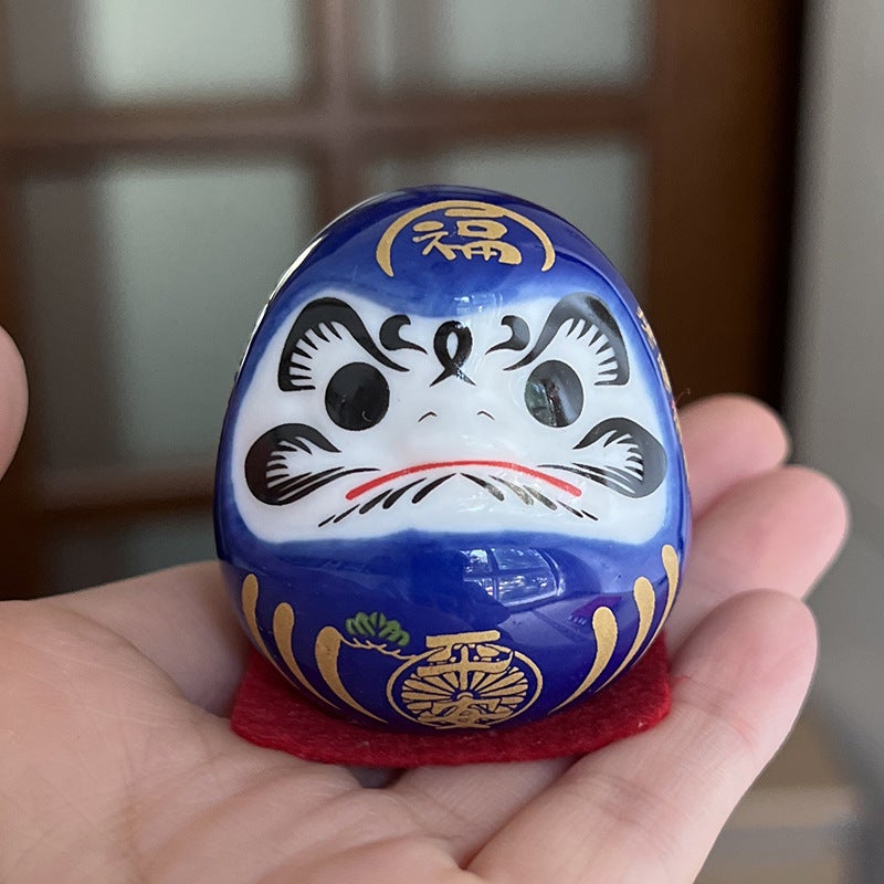 Japanese-Style Dharma Ornaments Japanese Ceramic Dharma Eggs Kaiyun Dharma Trumpet Mini Lucky Cat Car Decorations - Image 5