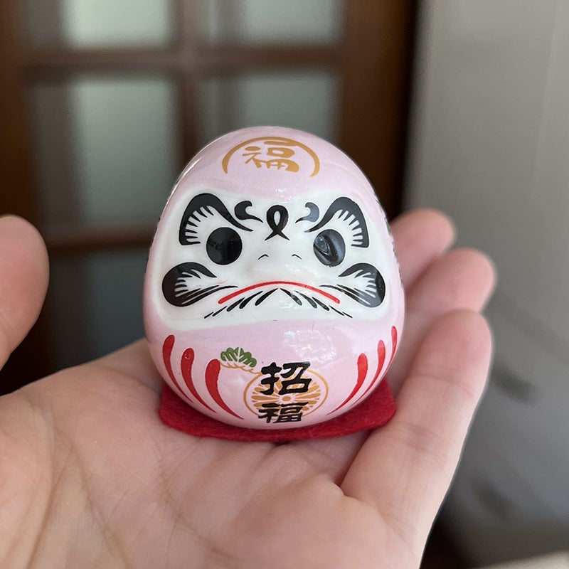 Japanese-Style Dharma Ornaments Japanese Ceramic Dharma Eggs Kaiyun Dharma Trumpet Mini Lucky Cat Car Decorations - Image 1