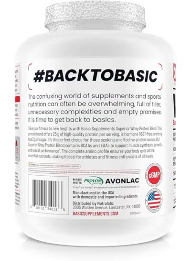 Basic Supplement Whey Protein Powder, 25g Protein, Complete Amino Acid Profile, Gluten-Free, Low Fat, RBST-Free, Supports Muscle Recovery & Antibody Health (5LB, Boston Cream Donut) - Image 2