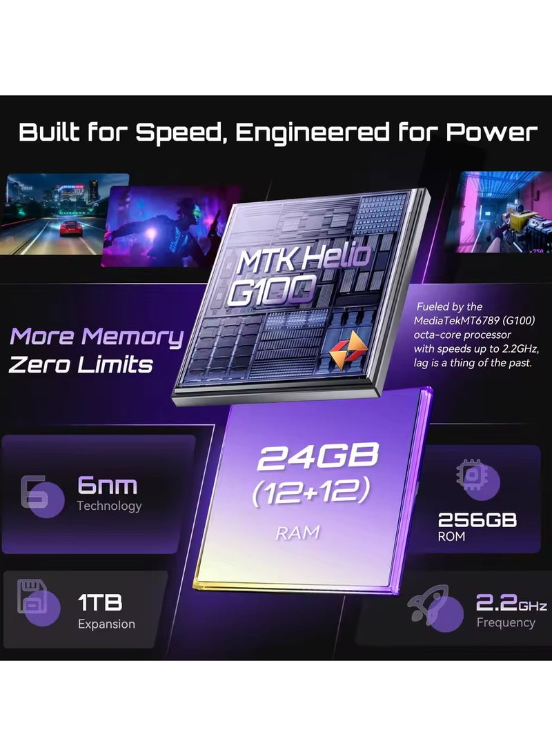 Cubot Android Smartphone P90, G100 Octa-core, 2.2GHz, Dual Speakers, 12GB+256GB, 6.88" 120Hz Screen, 64MP Main Camera, 5100mAh,NFC, 4G Phone Purple - Image 2