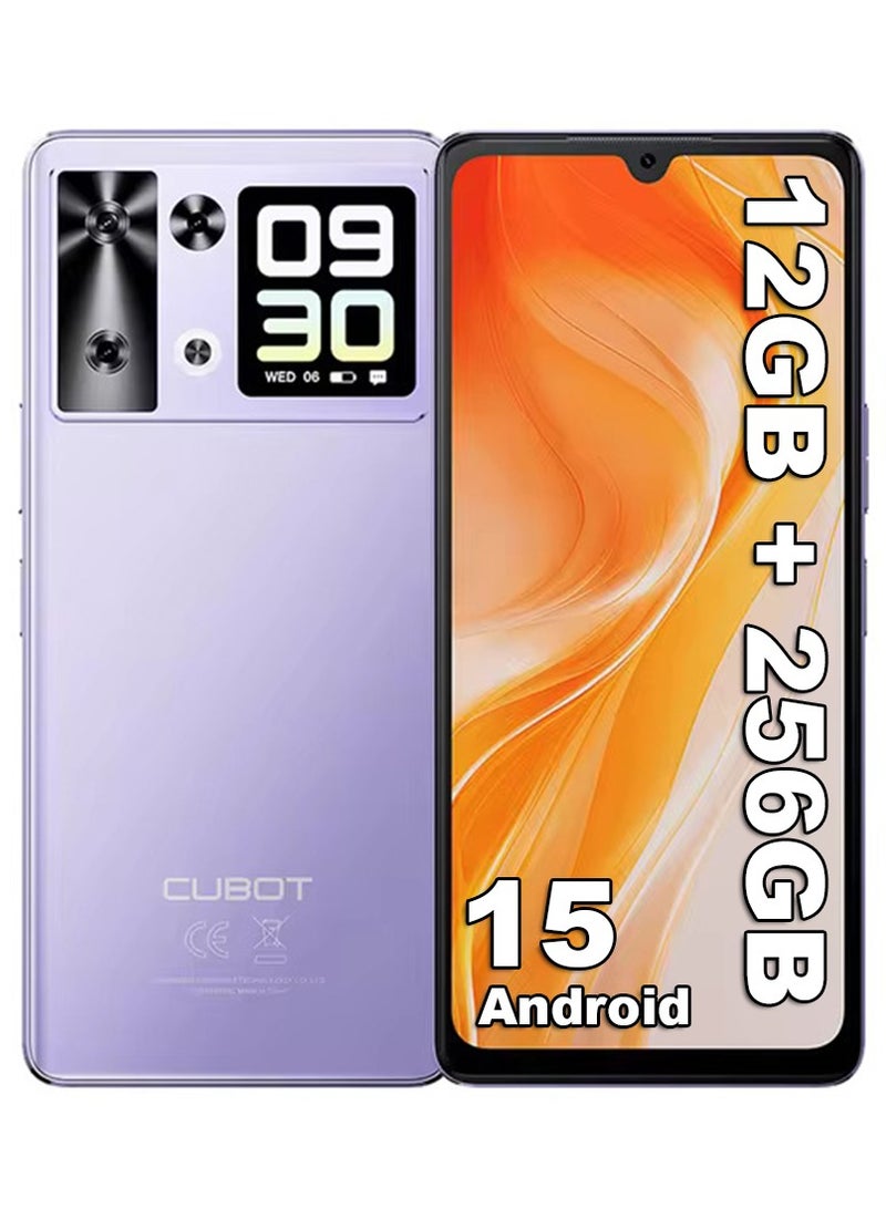 Cubot Smart Mobile Phone P90 12GB+256GB Storage, 6.88 Inch Front + 1.72 inch Rear Screen, 64MP +16MP Camera, 5100mAh,NFC, WiFi 5G Android 15 Cell Phone - Purple - Image 1