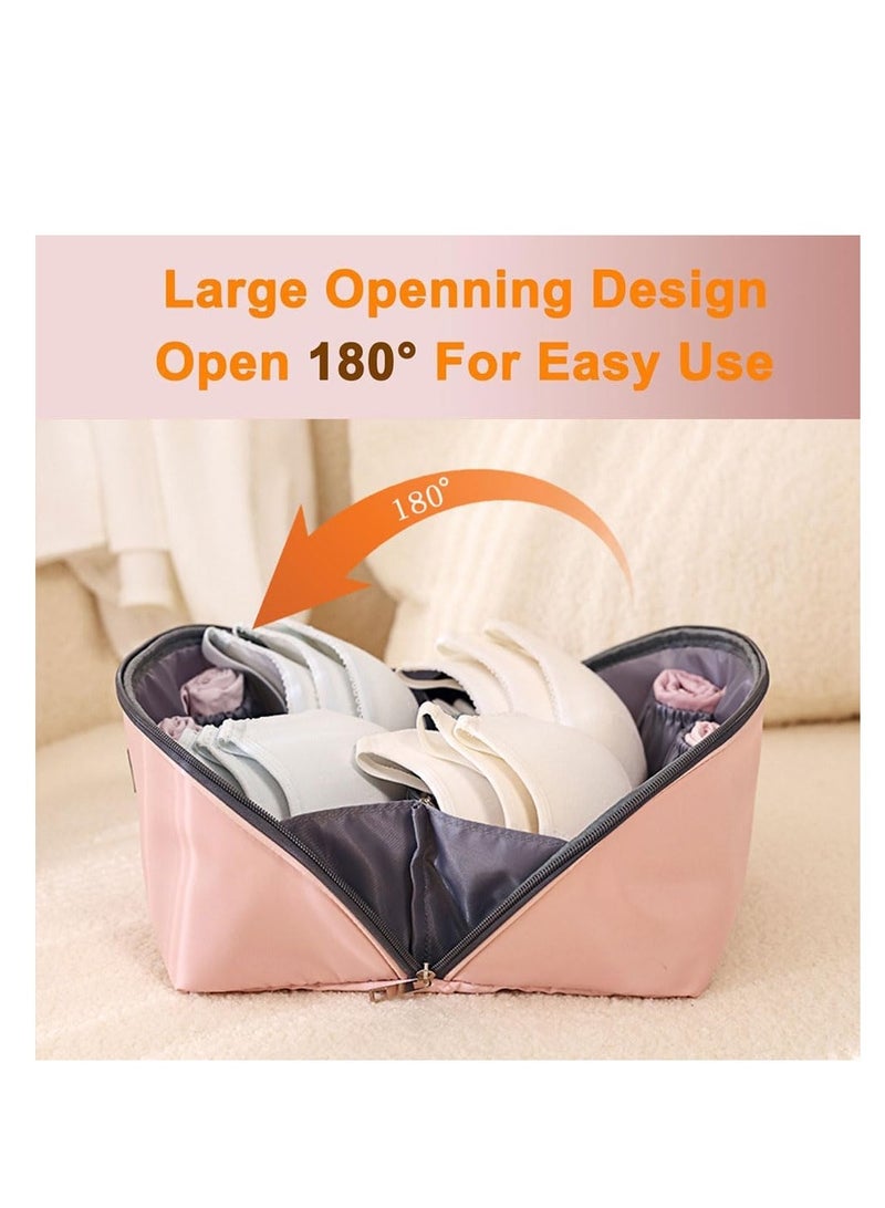 منظم تخزين الملابس الداخلية، حقيبة كبيرة لتنظيم السفر للأمتعة، حقيبة تنظيم أشتات للنساء والفتيات، حقيبة مستحضرات تجميل محمولة للاستخدام في الهواء الطلق، حقيبة سفر بسحاب مع مقبض لجوارب السراويل وحمالة الصدر - Image 4