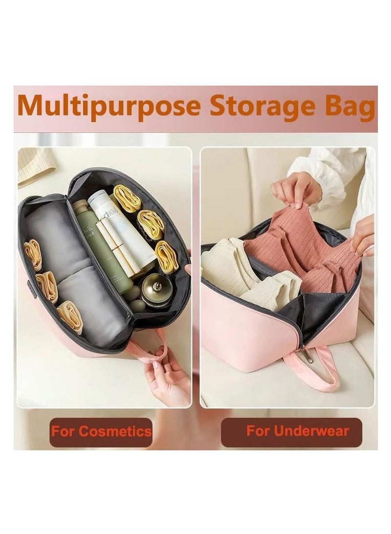 منظم تخزين الملابس الداخلية، حقيبة كبيرة لتنظيم السفر للأمتعة، حقيبة تنظيم أشتات للنساء والفتيات، حقيبة مستحضرات تجميل محمولة للاستخدام في الهواء الطلق، حقيبة سفر بسحاب مع مقبض لجوارب السراويل وحمالة الصدر - Image 5