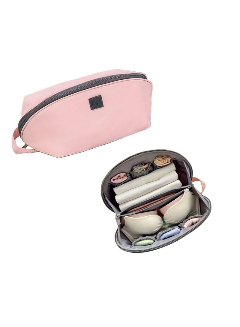 منظم تخزين الملابس الداخلية، حقيبة كبيرة لتنظيم السفر للأمتعة، حقيبة تنظيم أشتات للنساء والفتيات، حقيبة مستحضرات تجميل محمولة للاستخدام في الهواء الطلق، حقيبة سفر بسحاب مع مقبض لجوارب السراويل وحمالة الصدر - Image 1