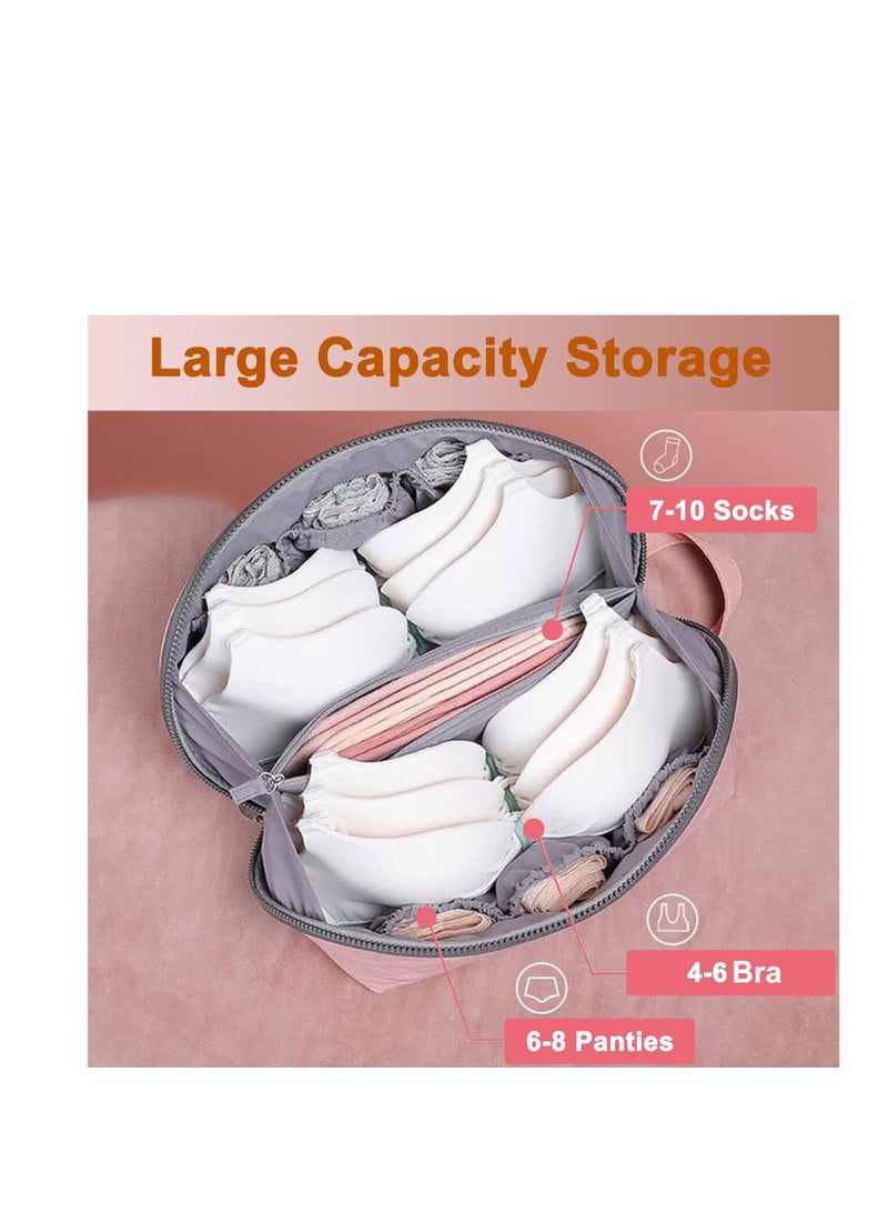 منظم تخزين الملابس الداخلية، حقيبة كبيرة لتنظيم السفر للأمتعة، حقيبة تنظيم أشتات للنساء والفتيات، حقيبة مستحضرات تجميل محمولة للاستخدام في الهواء الطلق، حقيبة سفر بسحاب مع مقبض لجوارب السراويل وحمالة الصدر - Image 3