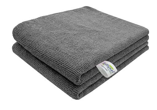 SOFTSPUN Microfiber Cloth 2 pcs 40x40 cms 340 GSM Grey Thick Lint StreakFree Multipurpose Cloths Home Kitchen Microfibre Towels for Kitchen Car Window Stainless Steel Silverware - Image 1