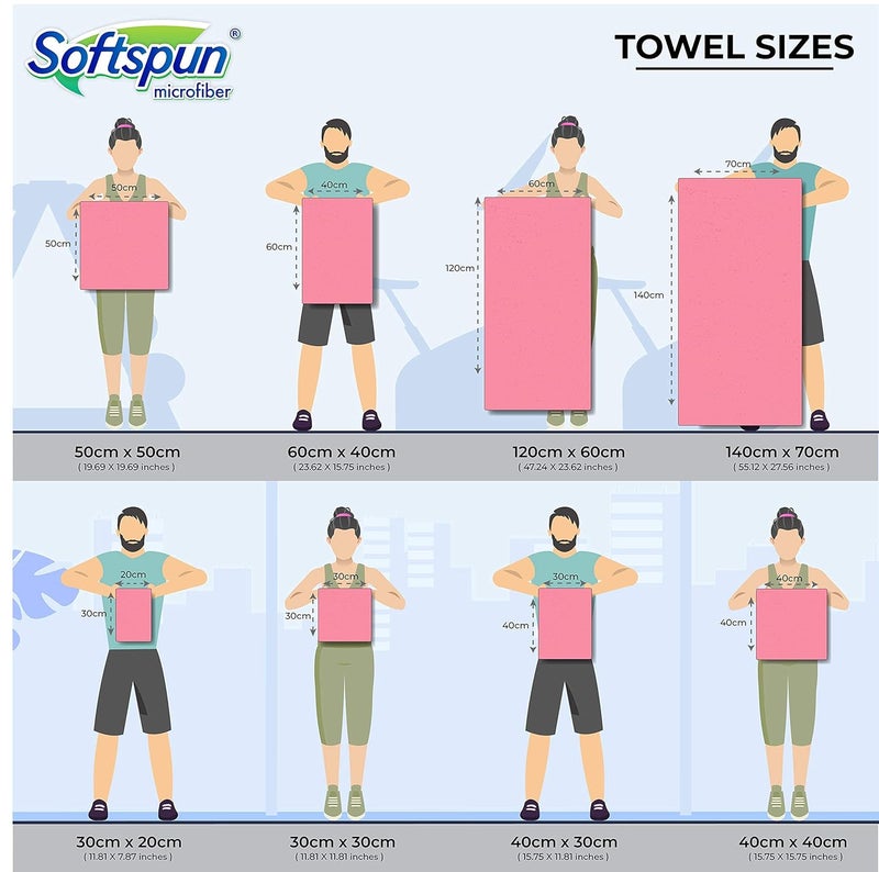 SOFTSPUN Microfiber Cloth 2 pcs 40x40 cms 340 GSM Grey Thick Lint StreakFree Multipurpose Cloths Home Kitchen Microfibre Towels for Kitchen Car Window Stainless Steel Silverware - Image 2