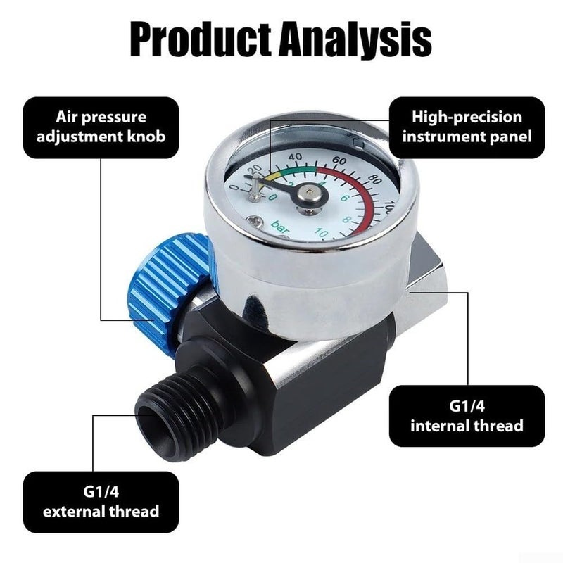 منظم ضغط الهواء Azure مع مقياس مزدوج النطاق PSI Bar لأدوات الهواء والتحكم الهوائي الصناعي - Image 4