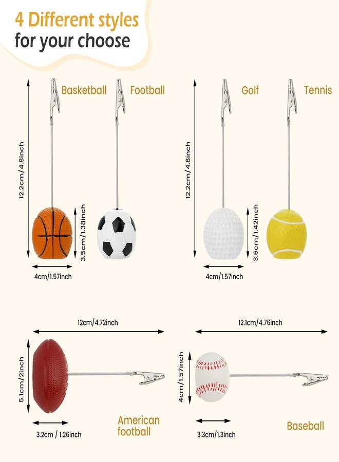 RONRONS 5 Pack Resin Ball Base Memo Clip Holder Stand Note Paper Clip Pictures Card Display with Alligator Clip,Golf - Image 3