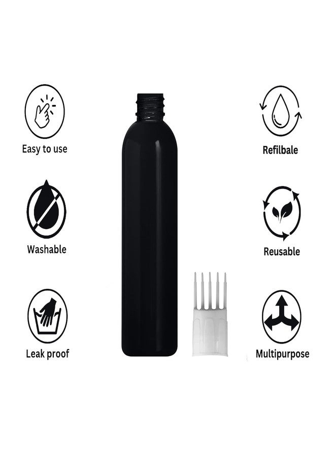 MADHYA Root Comb Applicator Empty Cylindrical Black Bottle, Ounce Applicator Bottle for Hair Oil Shampoo Medicine & Dye Bottle Applicator Brush Bottle, for Hair White Root Comb Applicator, PC 1 - Image 4