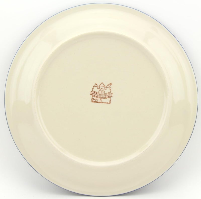 Polish Pottery Market Polish Pottery 11 Inch Dinner Plate from Zaklady Boleslawiec in Blue Blossom Elegance Design - Image 4