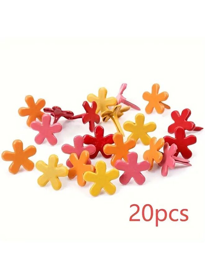20pcs Mini Flower Brads Metal Floral Fasteners For Scrapbooking Card Making DIY Crafts - Image 1