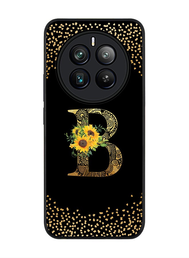 Stylizedd Rugged Black edge case for Realme 12 Pro / Realme 12 Pro Plus 5G, Custom Monogram Initial Letter Mandala Floral Pattern Alphabet-B (Black) - Image 1