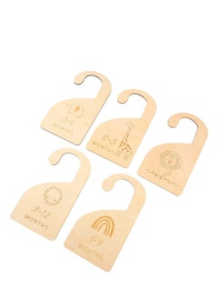 SYOSI Wooden Baby Closet, 5pcs Cartoon Closet Dividers from 0 to 12 Month Baby Closet Organizers Hanging Baby Clothes Organizer Size Baby Clothes Organizer Dividers Infant Nursery Organizer for Home Clothes  - Image 1