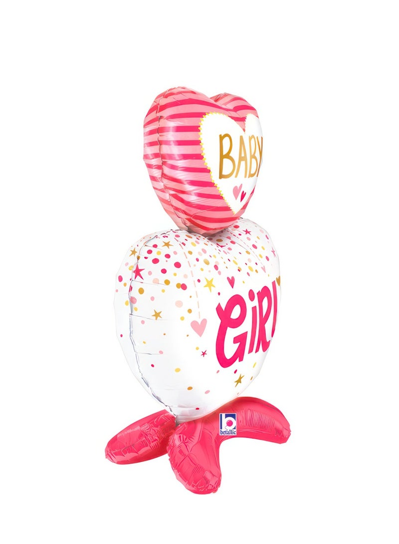 Betallic 28" Foil Balloon Standup Baby Girl Hearts - Image 2
