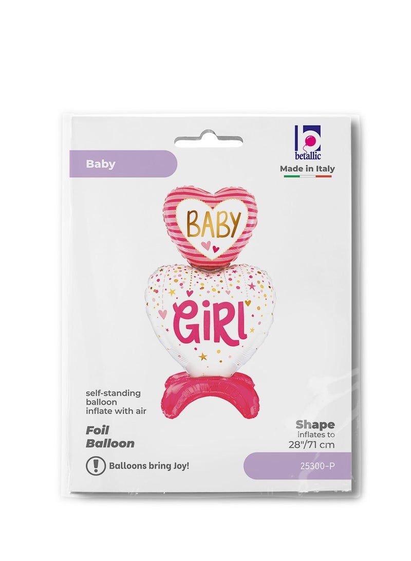 Betallic 28" Foil Balloon Standup Baby Girl Hearts - Image 3