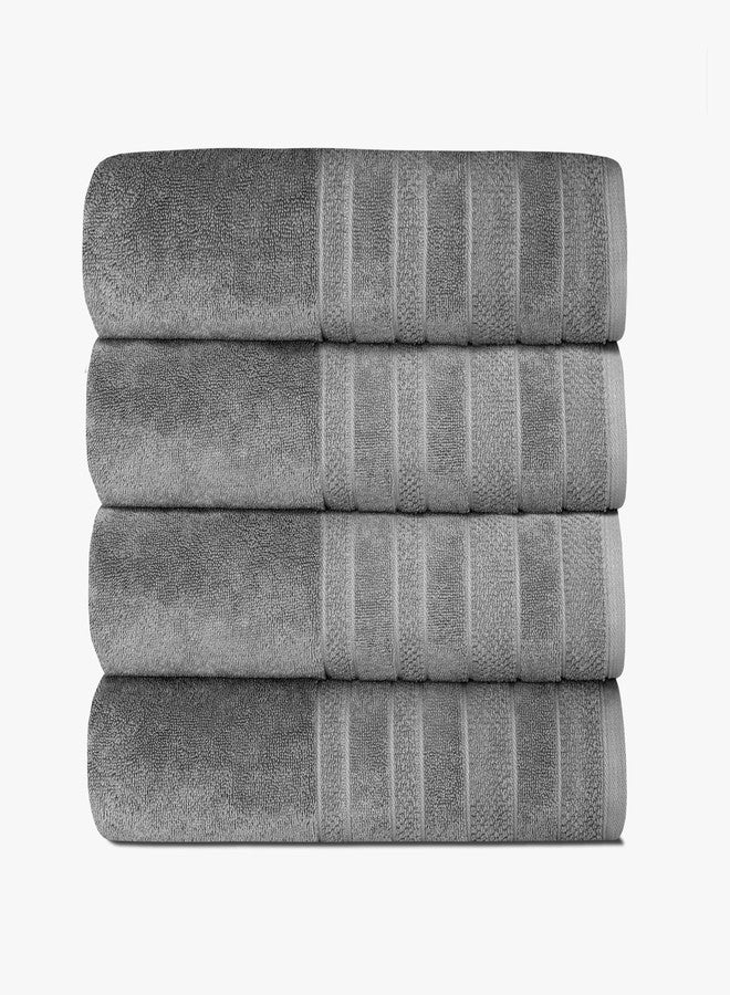 1888 Mills 725 GSM Premium 100% Cotton Bath Towels - Pack of 4 Luxury Bath Towel Set, 725 GSM, Super Soft & Highly Absorbent - Quick-Dry Plush Texture for Bathroom, Spa & Gym Use, Dark Grey - Image 1