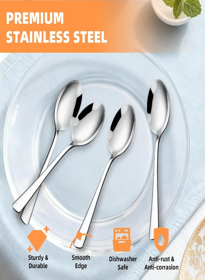 LANGMINGDE 4-Piece Soup Spoons Set, 8.26" Stainless Steel Large Dinner Spoon with 5.5" Long Handle for Soup, Cereal, Dessert, Serving, Dishwasher Safe - Image 3