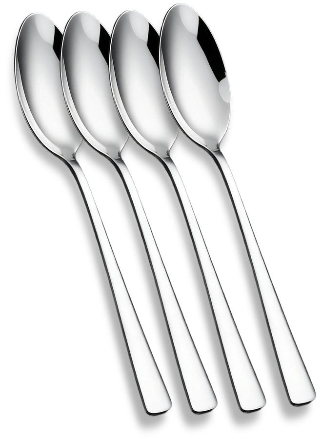 LANGMINGDE 4-Piece Soup Spoons Set, 8.26" Stainless Steel Large Dinner Spoon with 5.5" Long Handle for Soup, Cereal, Dessert, Serving, Dishwasher Safe - Image 1