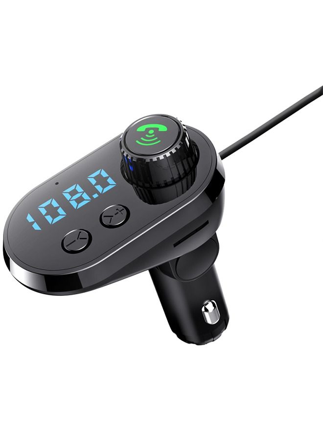 Dual USB Car Charger And Bluetooth 5.0 FM Transmitter Black  - Image 3